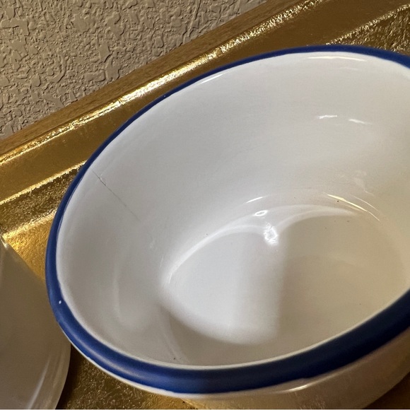 Three Mason Cash Enamour stoneware small bowls white with blue edge - Picture 4 of 6